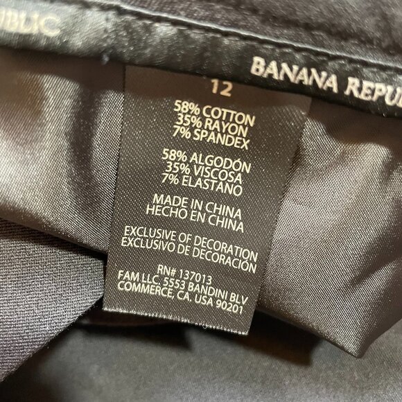 Banana Republic Black Stretch Twill Ankle Crop Pants Size 12 - Picture 12 of 13